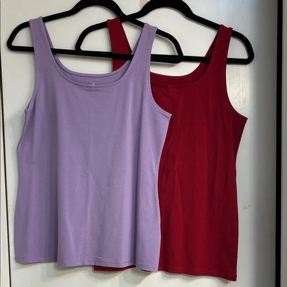 NWOT J. Jill Viola and Burgundy Scoop Neck Perfect Tanks - Picture 1 of 7